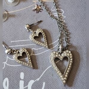 Sweet Silver Heart Jewelry Set